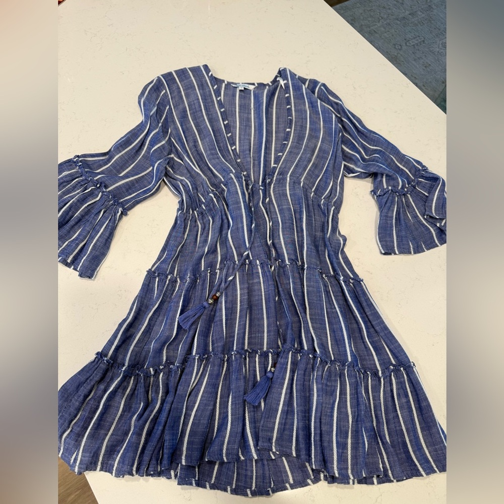 Blue Island Navy and White Striped mini dress